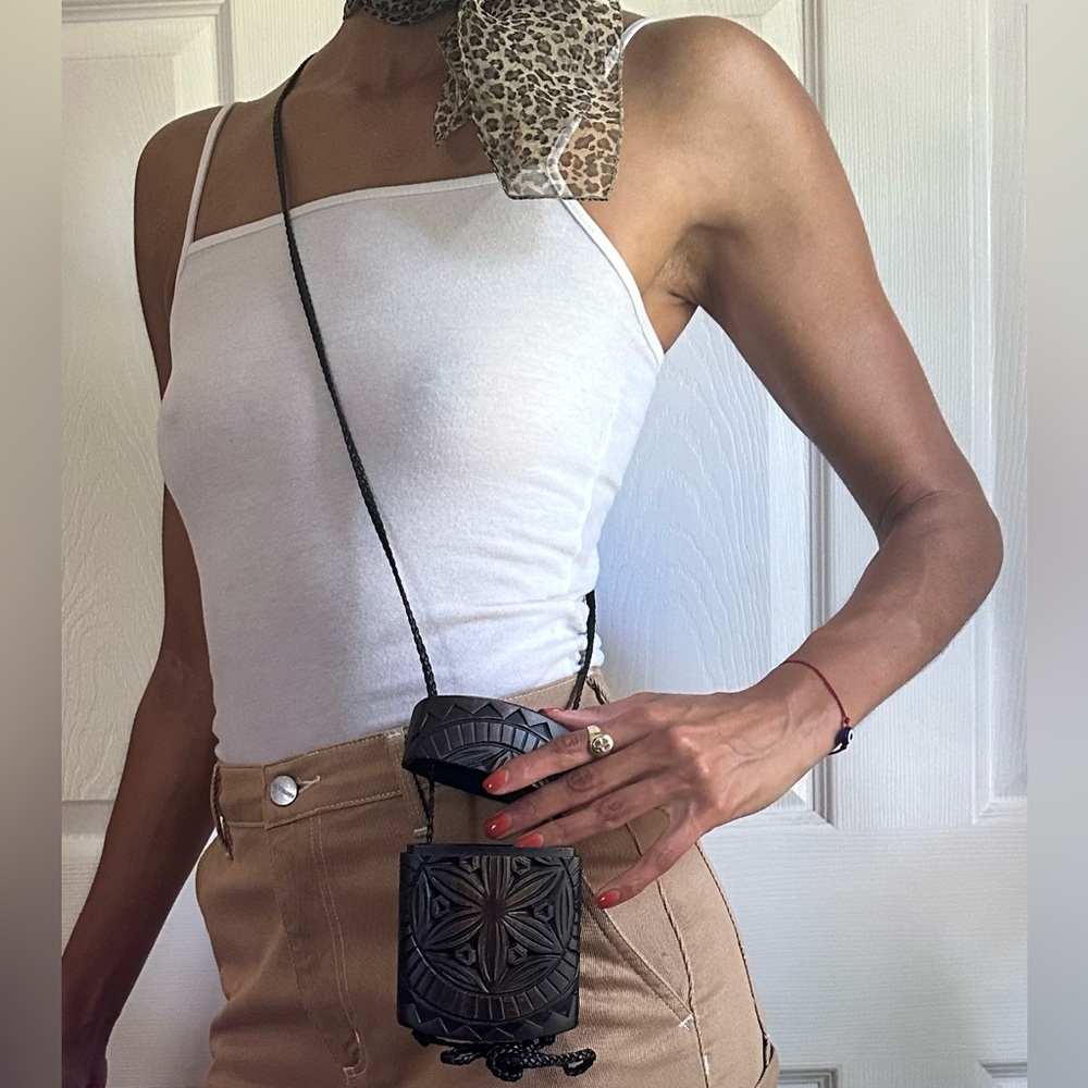 GUCCI Carved Wooden Crossbody Bag